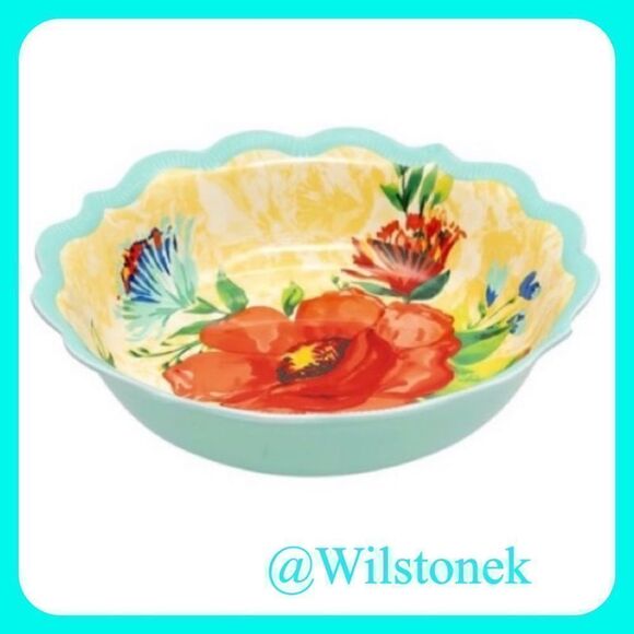 The Pioneer Woman Delaney teal Melamine Dinner Bowl - Picture 1 of 5